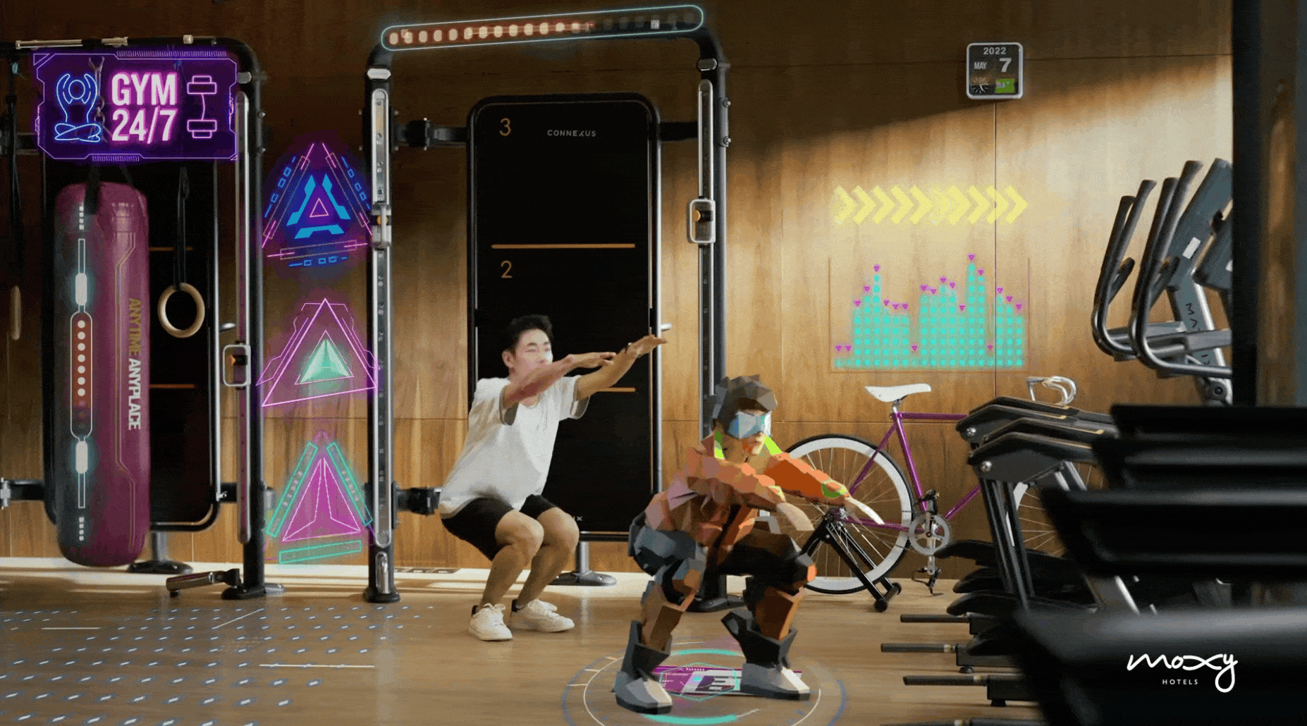 Moxy Hotel app gym scene